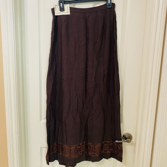 Max Studio Leon Max Vintage New Size L Wool Blend USA Maxi Skirt Brown Lagenlook - Picture 1 of 11
